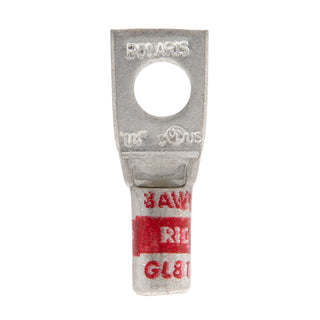 NSI GL814 8 AWG 1/4” 1-Hole Copper Short Lug – Red