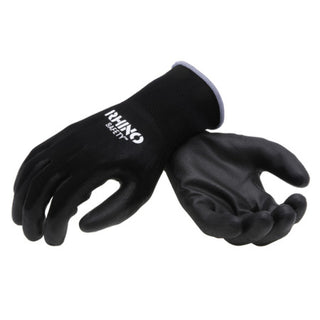 NSI GLV-200L Black Nylon Safety Gloves, Polyurethane Palm Coating, Large