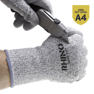 NSI GLV-300L Black/White Nylon Cut-Resistant Gloves, Nitrile Palm, Large