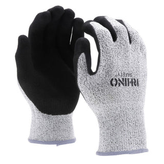 NSI GLV-500L Black/White HPPE Nylon Cut-Resistant Gloves, Nitrile Palm, Large