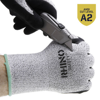 NSI GLV-500M Black/White HPPE Nylon Cut-Resistant Gloves, Nitrile Palm, Medium