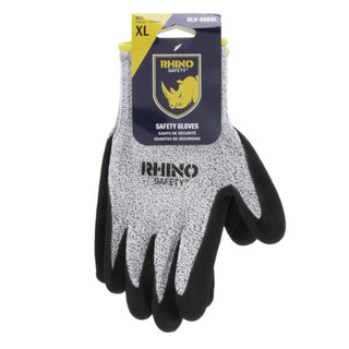 NSI GLV-500XL Black/White Nylon Cut-Resistant Gloves, Nitrile Palm, Extra Large