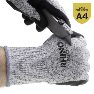 NSI GLV-600L Black/White HPPE Nylon Cut-Resistant Gloves, Nitrile Palm, Large