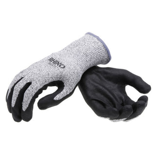 NSI GLV-600L Black/White HPPE Nylon Cut-Resistant Gloves, Nitrile Palm, Large