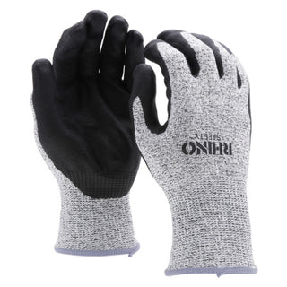 NSI GLV-600L Black/White HPPE Nylon Cut-Resistant Gloves, Nitrile Palm, Large