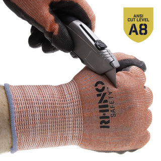 NSI GLV-700L Red Nylon A8 Cut-Resistant Gloves, Polyurethane Palm, Large