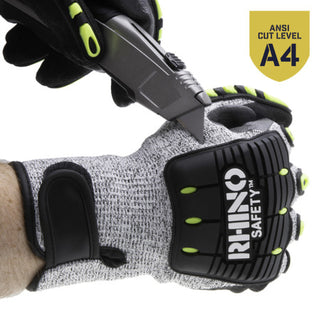 NSI GLV-800M White/Black Nylon A4 Cut-Resistant Gloves, Nitrile Palm, Medium