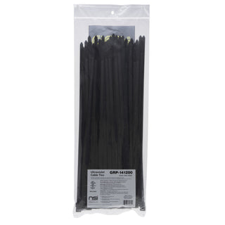 NSI GRP-141200 14”, Black Heavy-Duty 120lb Cable Ties, 100 Pack