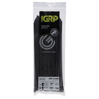 NSI GRP-141200 14”, Black Heavy-Duty 120lb Cable Ties, 100 Pack