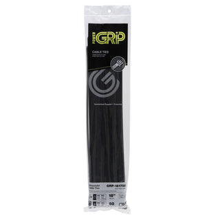 NSI GRP-181750 18”, Black Super Heavy-Duty 175lb Cable Ties, 50 Pack