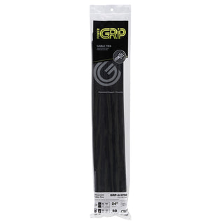 NSI GRP-241750 24”, Black Super Heavy-Duty 175lb Cable Ties, 50 Pack