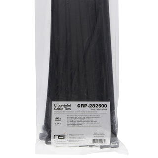 NSI GRP-282500 28”, Black Super Heavy-Duty 250lb Cable Ties, 50 Pack