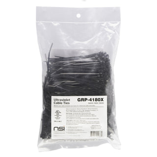 NSI GRP-4180X 4”, Black General Purpose 18lb Cable Ties, 1000 Bulk Pack