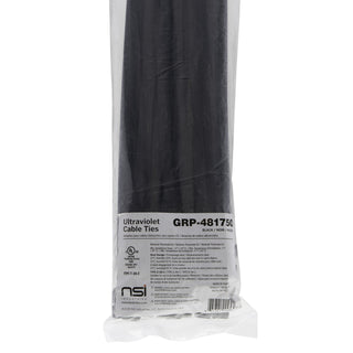 NSI GRP-481750 48”, Black Super Heavy-Duty Extra-Long 175lb Cable Ties, 50 Pack