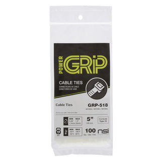 NSI GRP-518 5”, Natural General Purpose 18lb Cable Ties, 100 Pack