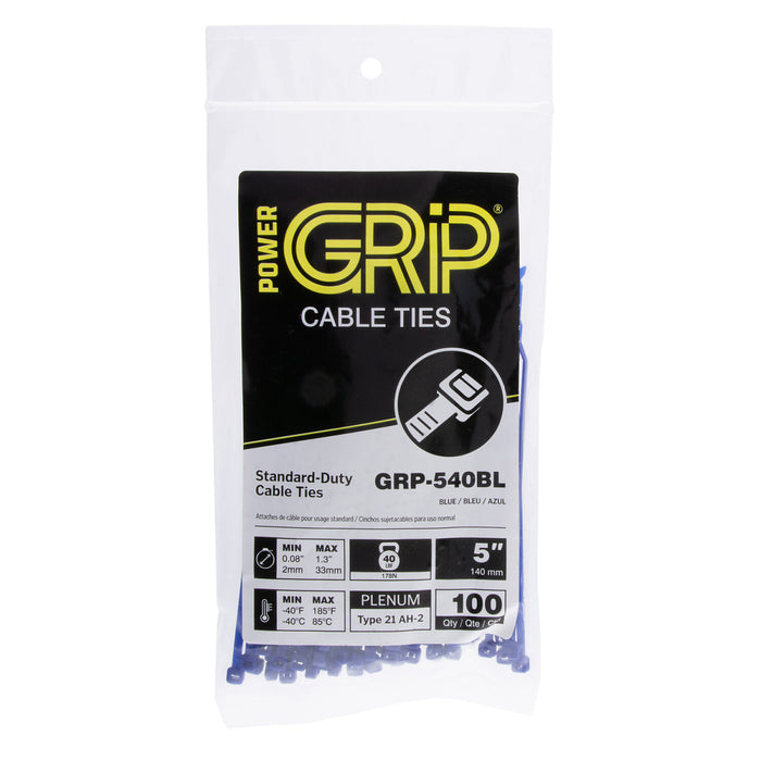 NSI GRP-540BL 5” Blue General Purpose 40lb Cable Ties, 100 Pack