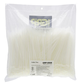 NSI GRP-850X  8”, Natural General Purpose 50lb Cable Ties, 1000 Bulk Pack