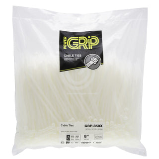 NSI GRP-850X  8”, Natural General Purpose 50lb Cable Ties, 1000 Bulk Pack