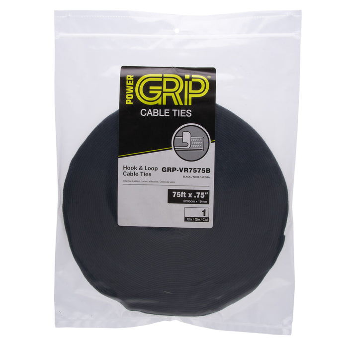 NSI GRP-VR7575B 75 Foot by 0.75 Inch Black Roll of Hook-and-Loop Mounting