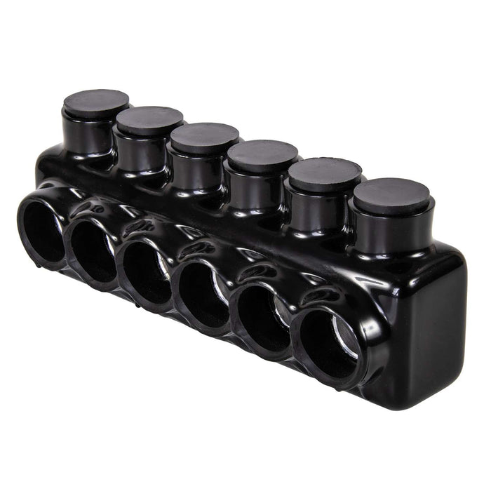 Polaris IPL1/0-6 6-Port Black Multi-Tap Pre-Insulated Connector, 1/0-14 Gauge