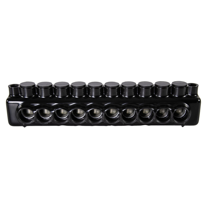 Polaris IPLMD250-10 10-Port Black Mountable Pre-Insulated Connector, 250 MCM – 6 Gauge