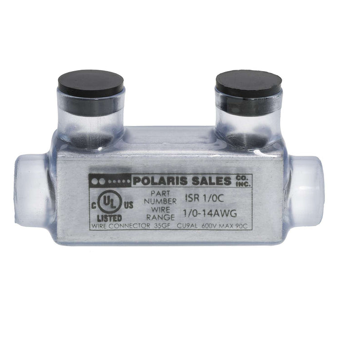 Polaris ISR-250CB 2-Port Clear In-Line Pre-Insulated Connector, 250 MCM-6 AWG, Bag