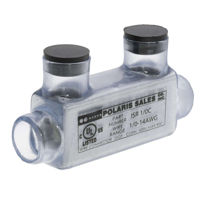 Polaris ISR-1/0CB 2-Port Clear In-Line Pre-Insulated Connector, 1/0 – 14 AWG, Bag