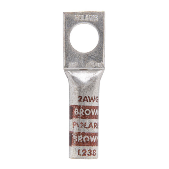 NSI L238 Copper Long Lug – Brown 1-Hole 2 AWG 3/8 Inch