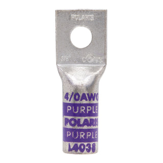 NSI L4038 4/0 AWG 3/8” 1-Hole Copper Long Lug – Purple