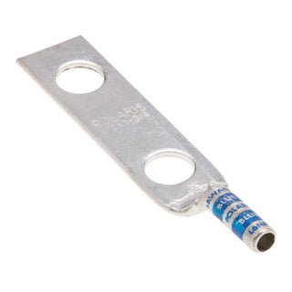 NSI L6NP Copper Long Lug with Peep Hole – Blue 2-Hole 6 AWG 1/2 Inch