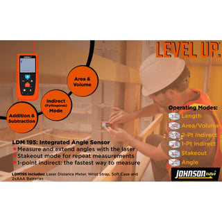 Johnson LDM195 Laser Distance Meter w/Angle Sensor