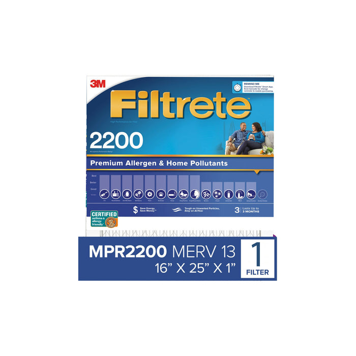 Filtrete High Performance Air Filter 2200 MPR EA01-4, 16 in x 25 in x 1 in
