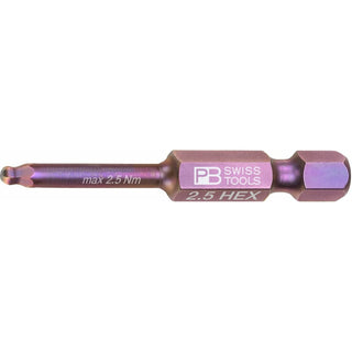 PB Swiss Tools PB E6.212/2,5 Precisionbit, Shape E 6.3 (1/4″), With Ball End