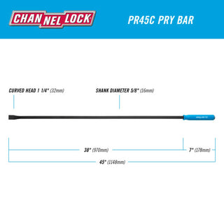 Channellock PR45C 1-1/4 x 38-inch Professional Pry Bar, 45-Inch