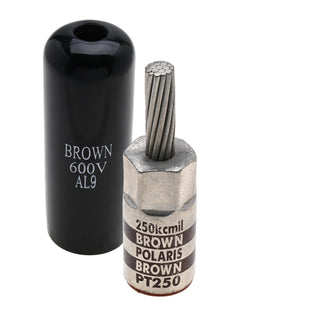 NSI PT250 3/0 AWG Aluminum Pin Terminal – Brown – Copper Pin