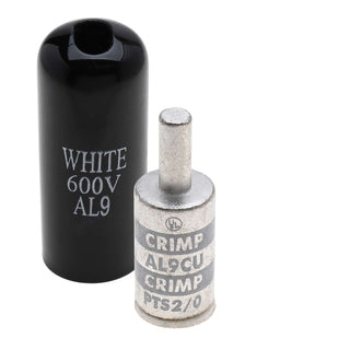 NSI PTS2/0 1 AWG Aluminum Center Pin Terminal – White – Aluminum Pin