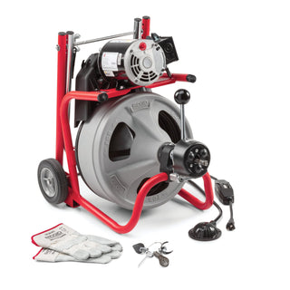 Ridgid 52363 K-400 Machine with Gloves & Std. Equipment: C-32 IW 3/8" x 75' (10 mm x 23 m) Solid Core (Integral Wound) Cable, T-260 Tool Set