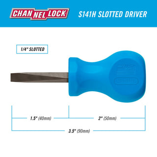 Channellock S141H Slotted 1/4 x 1.5 Stubby-Inch Professional