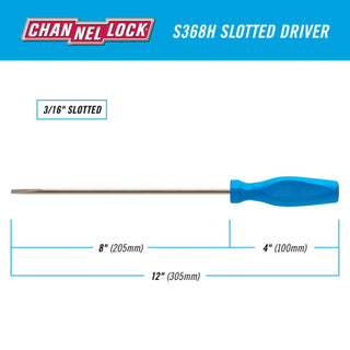 Channellock S368H Slotted 3/16 x 8-Inch Professional Screwdriver