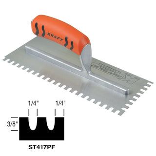 Superior Tile Cutter ST417PF 1/4" x 3/8" x 1/4" U-Notch Trowel with ProForm Handle