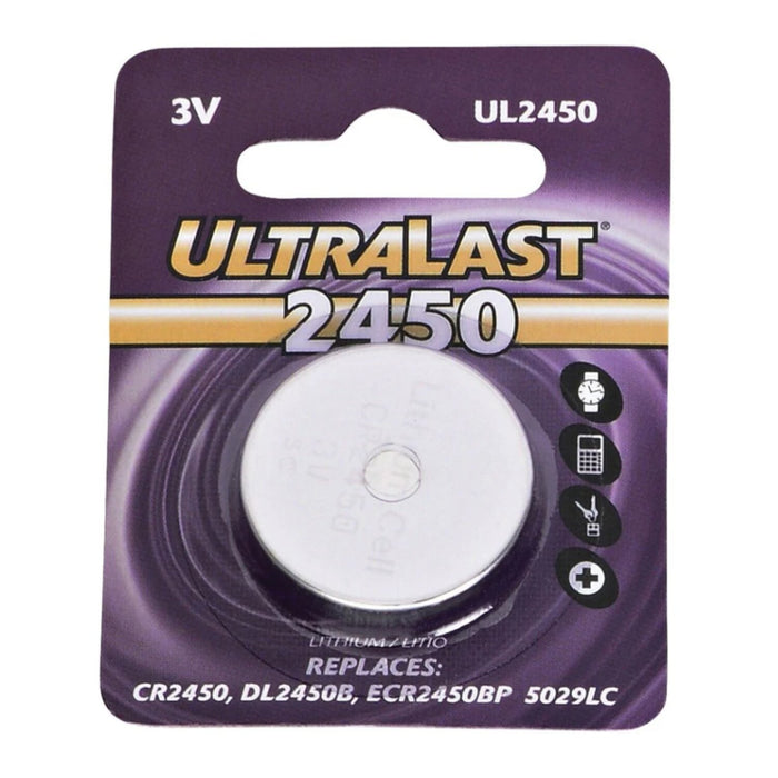 Dantona UL2450 UltraLast Coin Cell Battery - Replaces: CR2450, DL2450B, ECR2450BP, 5029LC