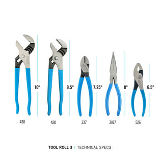 Channellock TOOL ROLL-3 5PC Professional Pliers Set with Tool Roll