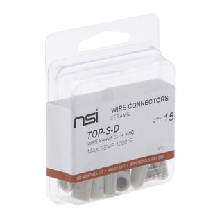 NSI TOP-S-D Small Ceramic Wire Connectors, High Heat Applications, 15 Pack