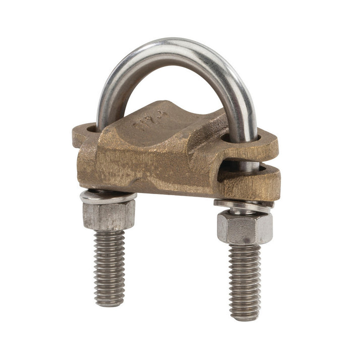 NSI UC-114 Heavy Duty Bronze U-Bolt Clamp, 1″ Pipe, 2/0 to 4 AWG, for Burial