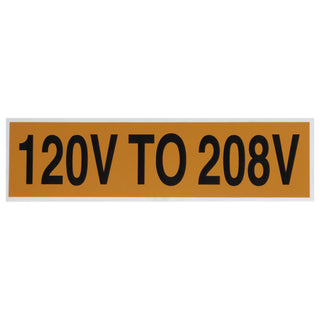 NSI VM-A-35 Voltage Marker Label Large 120V To 208V (1 Per Card) 9-In Wide X 2.25-In Tall