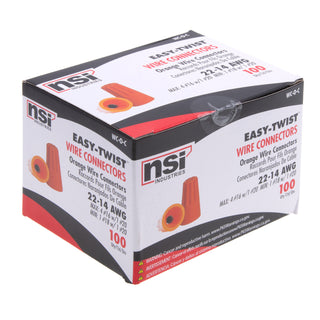 NSI WC-O-C Standard Orange Wire Connector with Quick-Grip Spring, 100 Carton