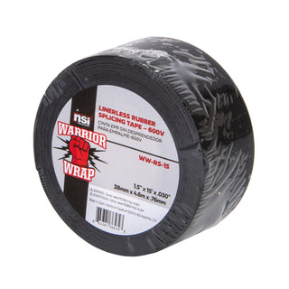 NSI WW-RS-15 Black Linerless Rubber Splicing Tape, 1.5in Wide, 15ft Long