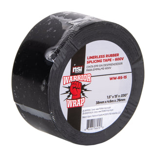 NSI WW-RS-15 Black Linerless Rubber Splicing Tape, 1.5in Wide, 15ft Long