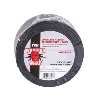 NSI WW-RS-15 Black Linerless Rubber Splicing Tape, 1.5in Wide, 15ft Long