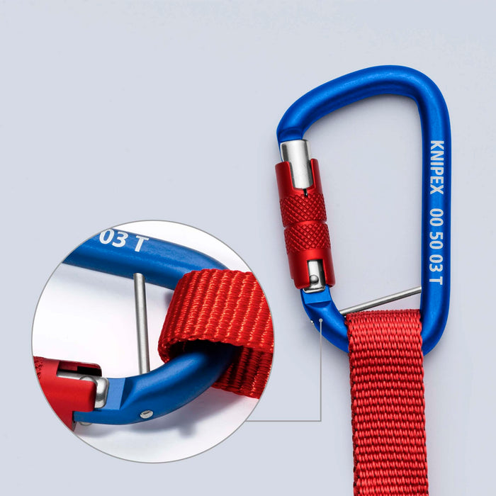 Knipex 00 50 13 T BKA 18" Tool Tethering Adaptor Straps with Captive Eye Carabiner up to 13 lbs.